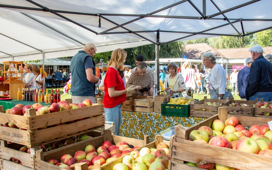 Markstand mit Äpfeln